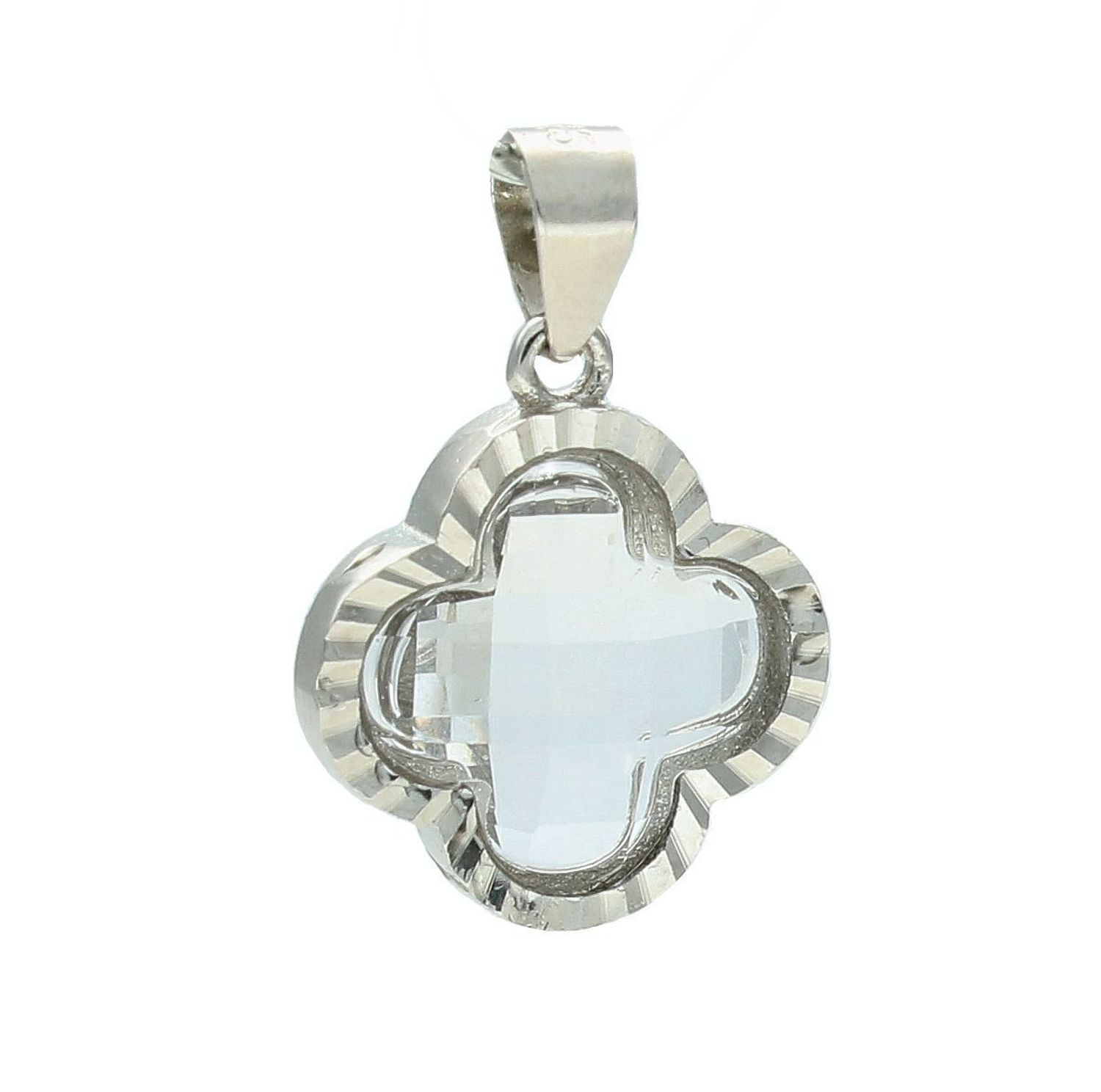 Srebrna zawieszka damska 925 koniczynka przezroczysta DIA-ZAW-10967-925.jpg