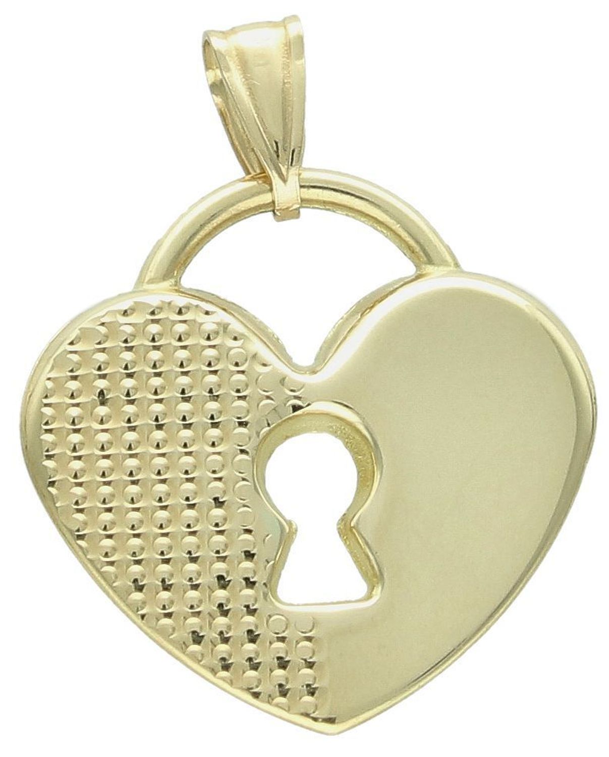 Zawieszka w kształcie serca z kluczykiem pr 585, DIA-ZAW-10994-585 Zawieszka w kształcie serca z kluczykiem wykonana z wysokiej jakości złota próby 585 2.jpg