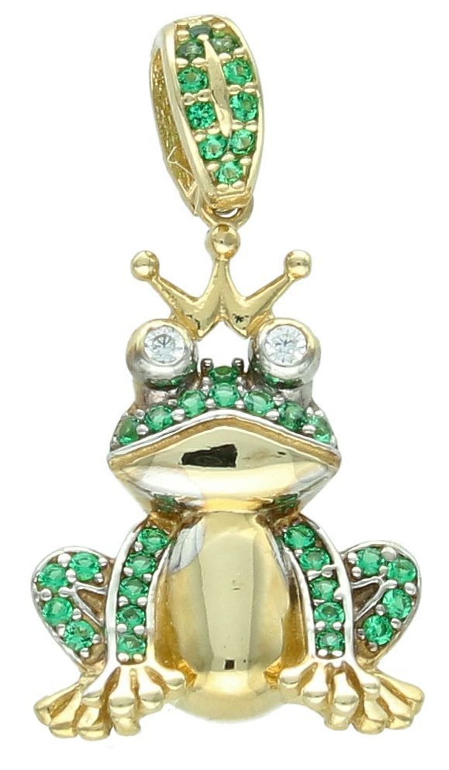 Zawieszka złota żaba z zielonymi cyrkoniami pr 585, DIA-ZAW-11004-585. Zawieszka w kształcie żaby, wykonana z wysokiej jakości złota próby 585, to elegancka i oryginalna biżuteria, 2.jpg