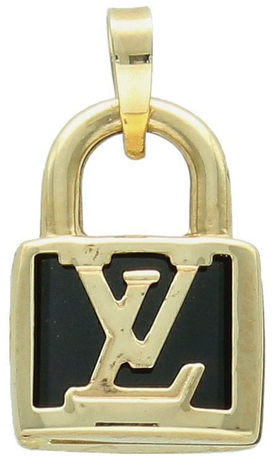 Złota zawieszka kłódka LV - DIA-ZAW-11010-585. Złota zawieszka z modnym logo wykonana z 14-karatowego złota to doskonały pomysł na prezent dla kobiety. Złota zawieszka DIA-ZAW-11010-585 3.jpg