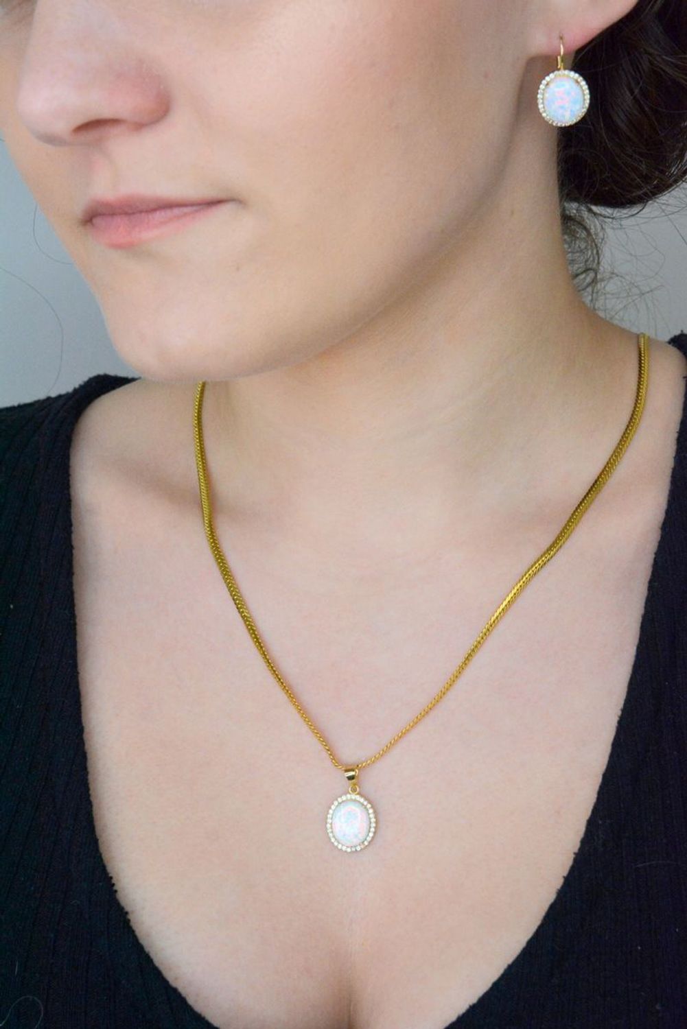 Zawieszka złota damska z opalem i cyrkoniami próba 585 DIA-ZAW-11049-585.jpg