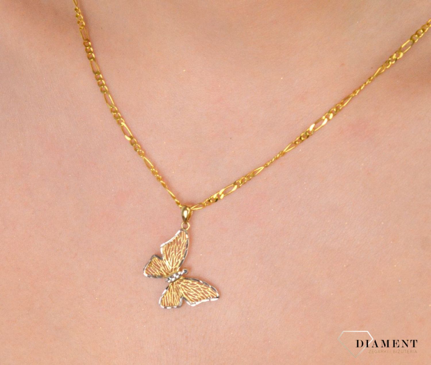 Zawieszka złota motyl ażurowy pr 585, DIA-ZAW-11100-585 Wisiorek został wykonany z wysokiej jakości złota próby 585. Złoto to jeden z 2.jpg