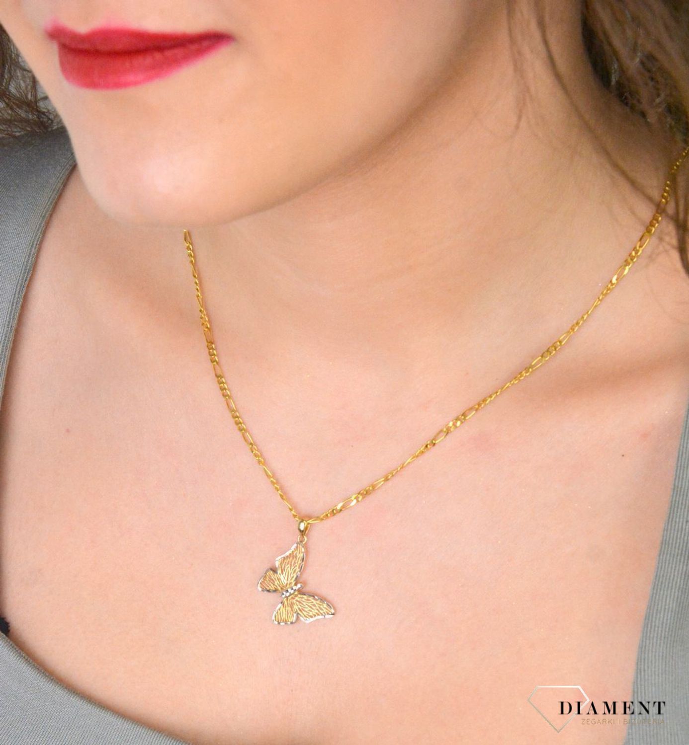 Zawieszka złota motyl ażurowy pr 585, DIA-ZAW-11100-585 Wisiorek został wykonany z wysokiej jakości złota próby 585. Złoto to jeden z 2.jpg