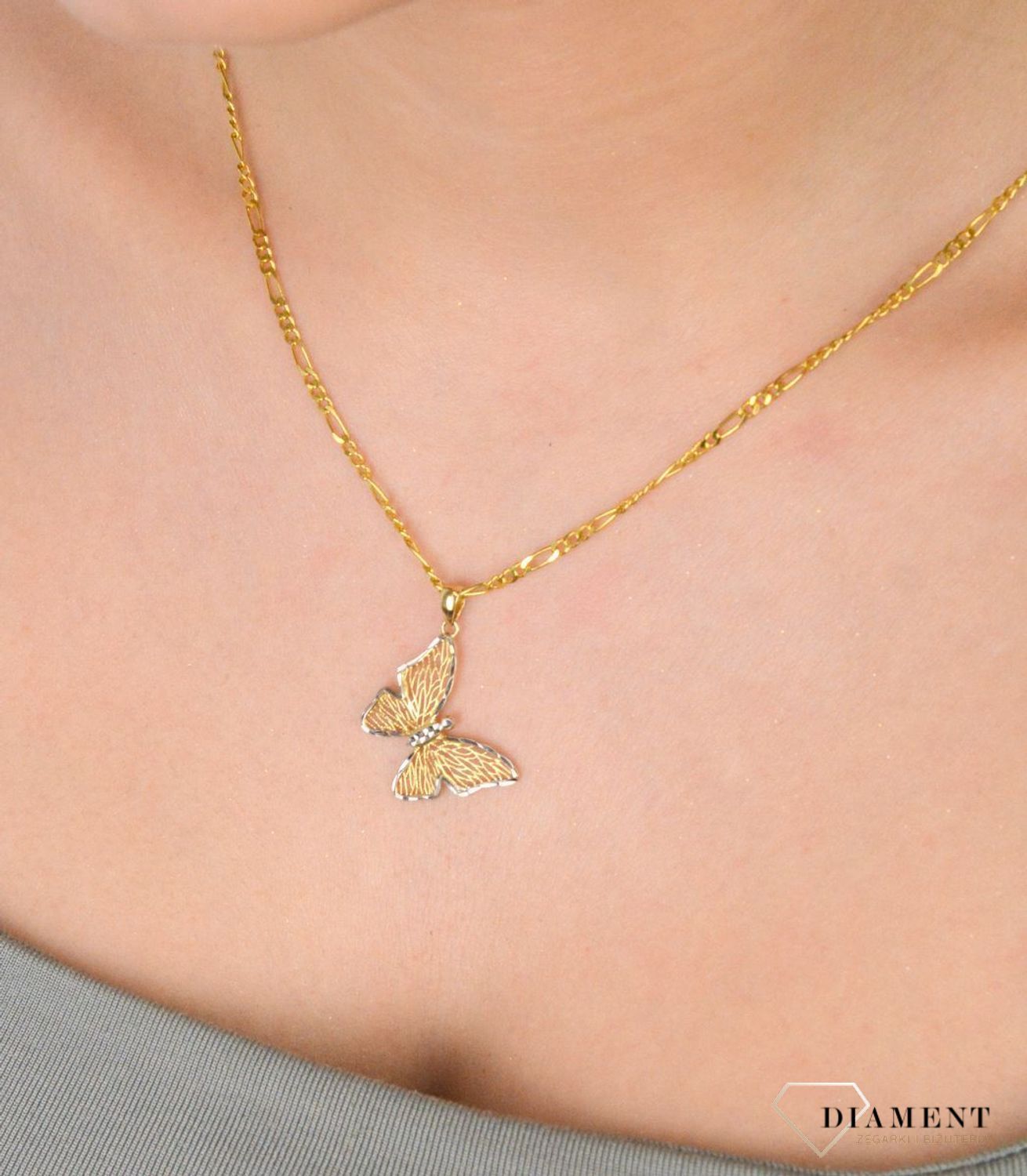 Zawieszka złota motyl ażurowy pr 585, DIA-ZAW-11100-585 Wisiorek został wykonany z wysokiej jakości złota próby 585. Złoto to jeden z 2.jpg