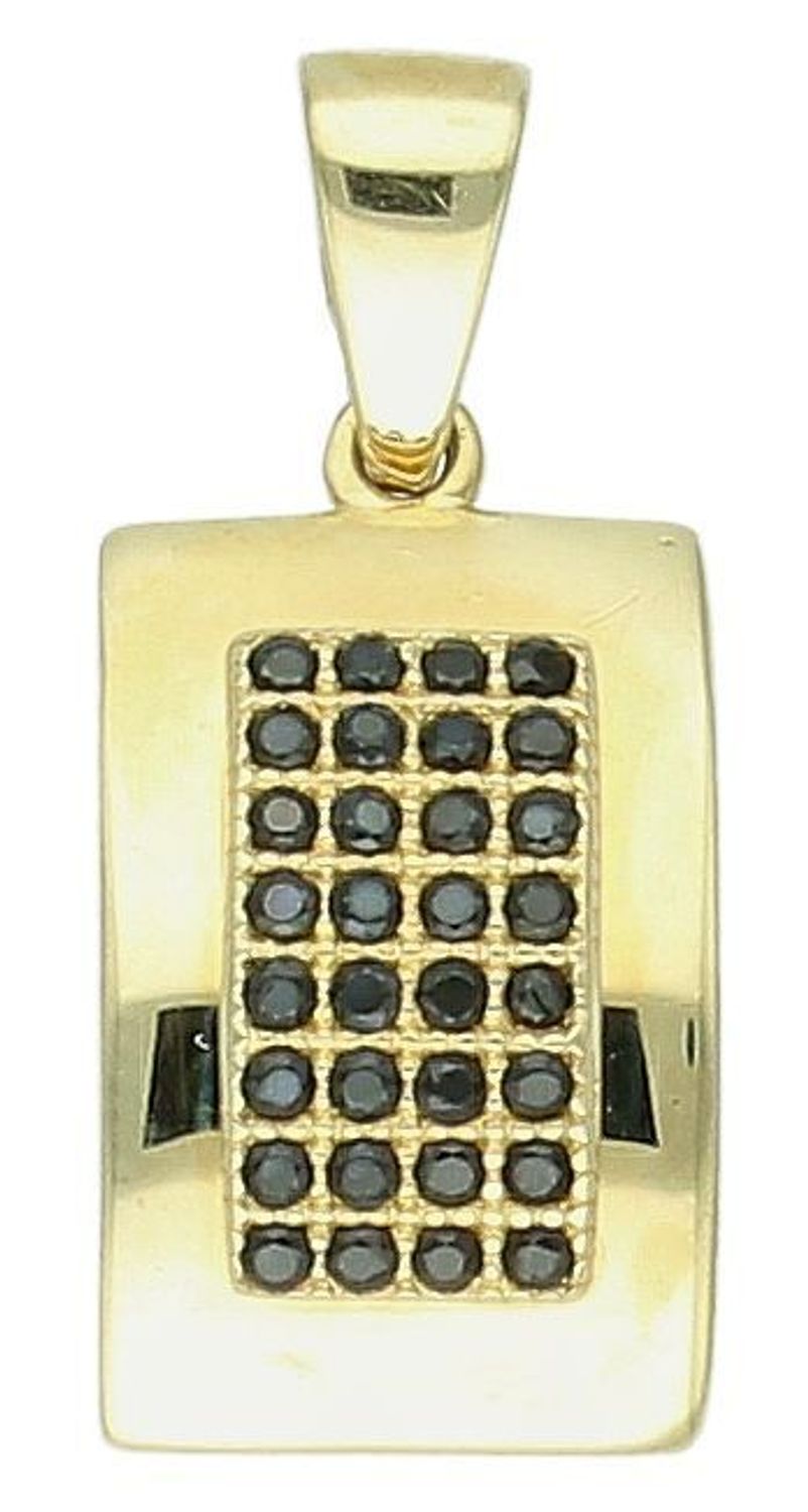 Kolczyki złote prostokątny zdobione czarną cyrkonią pr 585, DIA-KLC-11124-585 Eleganckie złote kolczyki w prostokątnym kształcie, ozdobione czarną cyrkonią,2.jpg