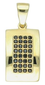 Kolczyki złote prostokątny zdobione czarną cyrkonią pr 585, DIA-KLC-11124-585 Eleganckie złote kolczyki w prostokątnym kształcie, ozdobione czarną cyrkonią,2.jpg