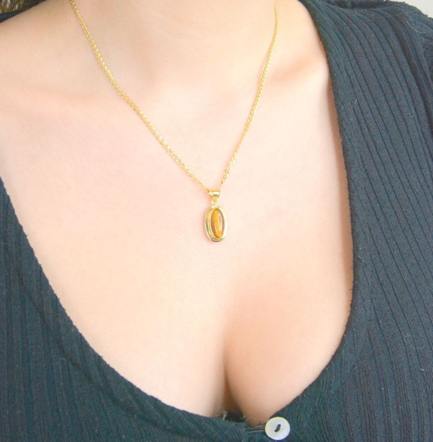 Złota zawieszka z kamieniem naturalnym tygrysie oko próba 585 DIA-ZAW-11126-585.jpg