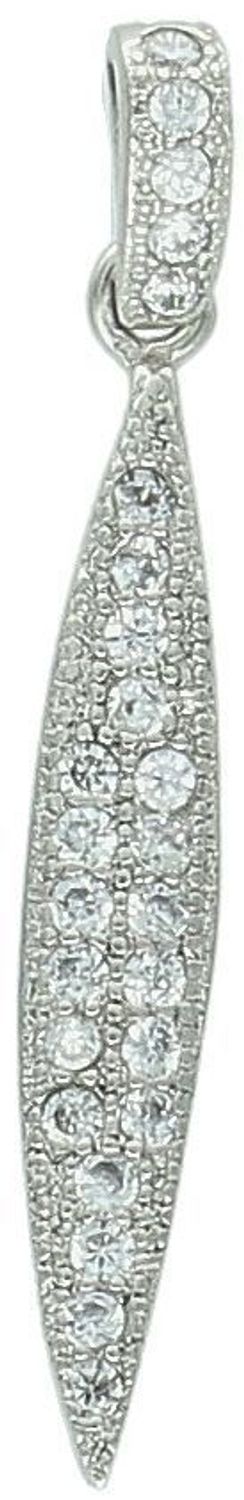 Delikatna zawieszka srebrna próby 925, podłużna, ozdobiona cyrkonią. Waga 0,88 g, długość 3,0 cm, szerokość 4 mm. Idealna minimalistyczna biżuteria na każdą okazję..jpg