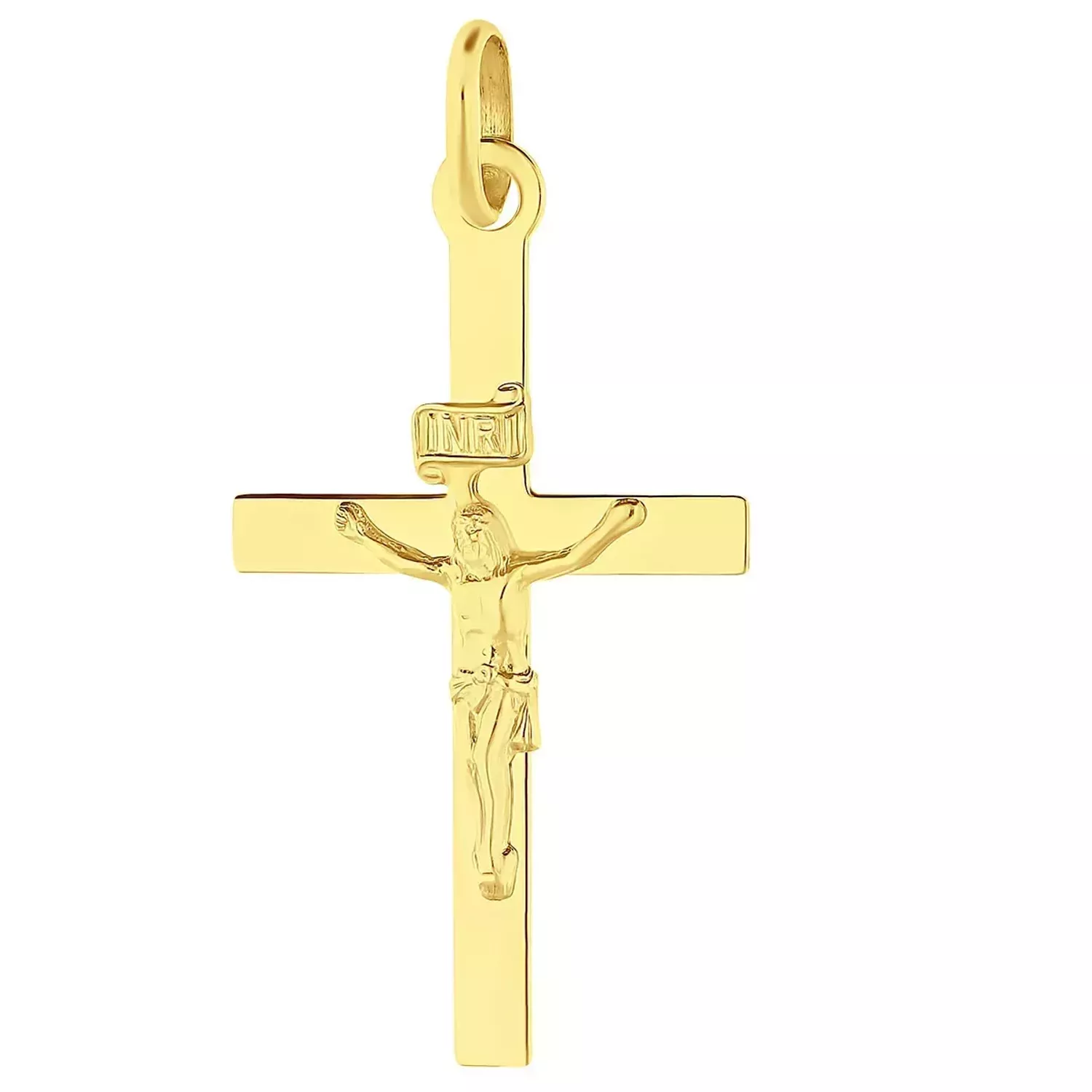 Zawieszka złota 585 Złoty krzyżyk z wizerunkiem Pana Jezusa.webp