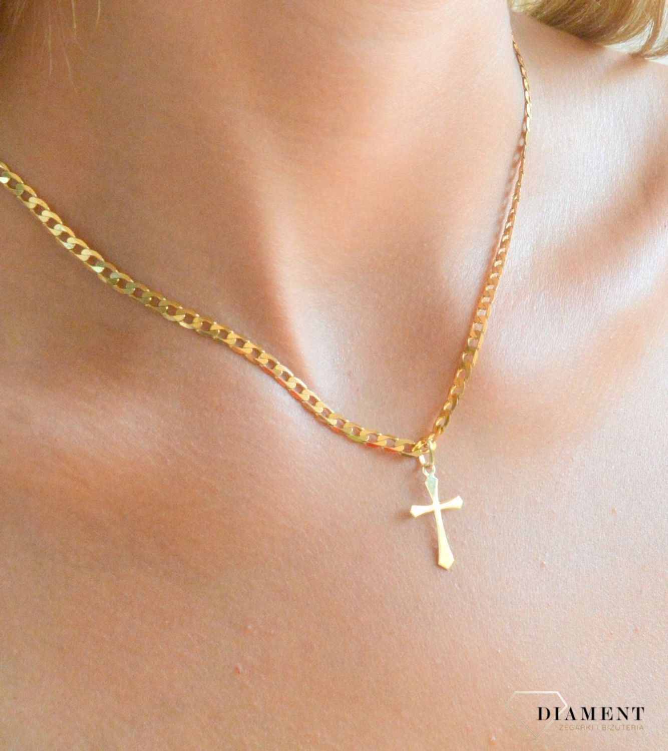 Zawieszka złota 585 Złoty krzyżyk grawerowany DIA-ZAW-11211-585.jpg