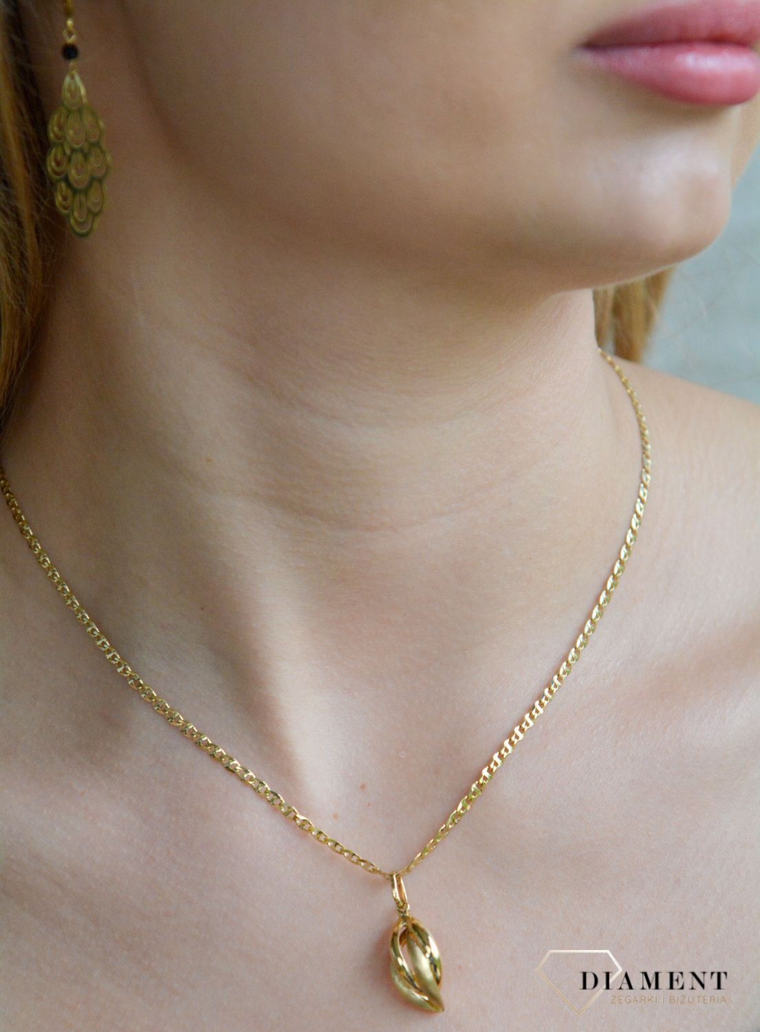 Złota zawieszka damska 585 matowa łezka DIA-ZAW-11321-585.jpg