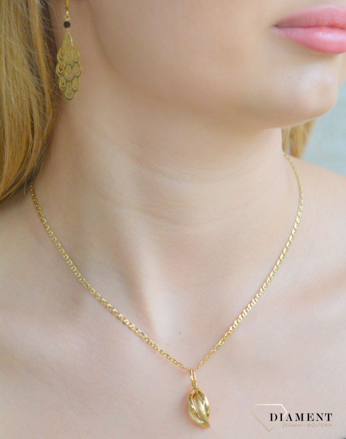 Złota zawieszka damska 585 matowa łezka DIA-ZAW-11321-585.jpg