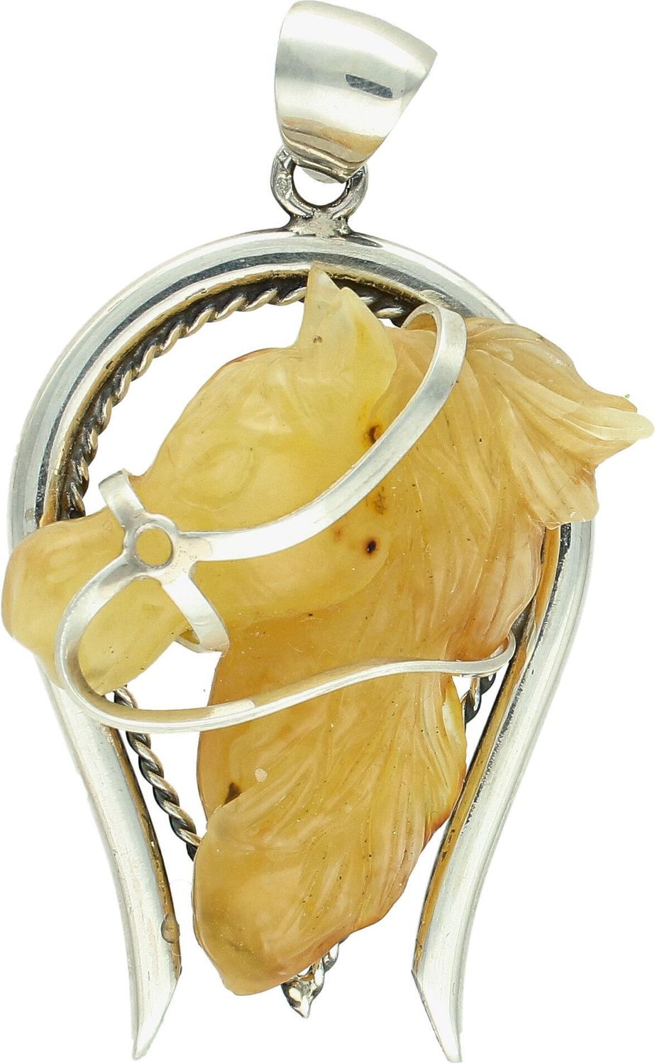 Srebrna zawieszka damska 925 oryginalny wzór koń w podkowie z bursztynu DIA-ZAW-11365-925 (1).jpg