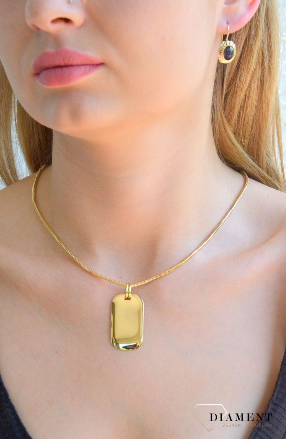 Złota zawieszka 585 nieśmiertelnik duża blaszka do graweru 3,6 cm DIA-ZAW-11418-585.jpg