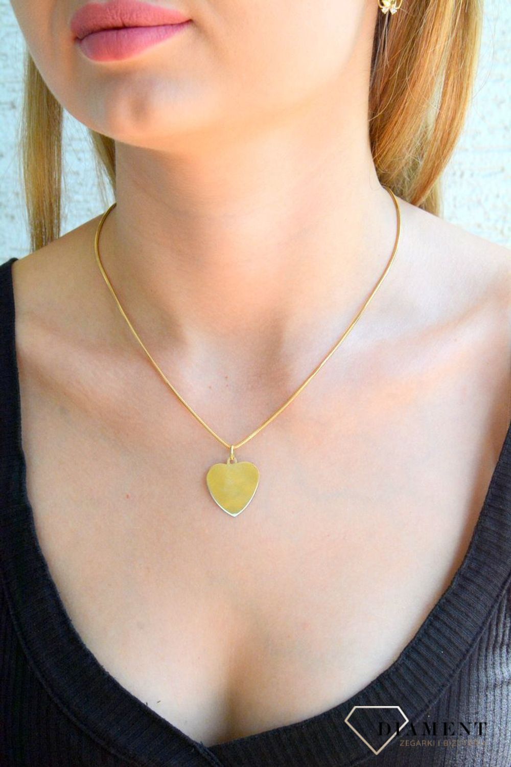 Złota zawieszka 585 gładkie serce blaszka do graweru 2,2 cm DIA-ZAW-11419-585.jpg