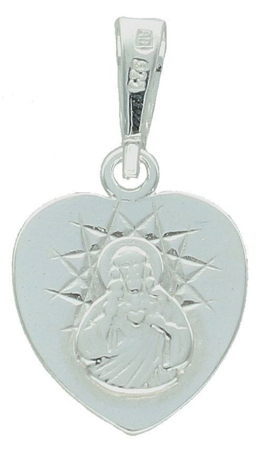 Srebrna zawieszka medalik szkaplerzny w sercu DIA-ZAW-11527-925. Srebrna zawiesza szkaplerz. Srebrny medalik z wizerunkiem świętych. Medalik srebrny na prezent. Medalik srebrny na chrzest, komunię, bierzmowanie..jpg