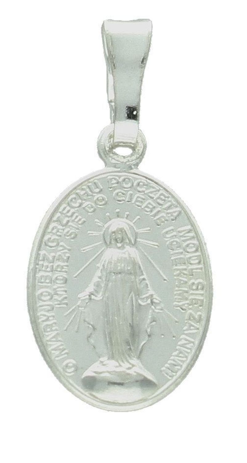 Srebrna zawieszka owalny medalik dwustronny Matka Boża Niepokalana DIA-ZAW-11541-925. Srebrna zawiesza z Matką Bożą. Srebrny medalik z wizerunkiem świętych. Medalik srebrny na prezent. Medalik srebrny na chrzest, ko.jpg