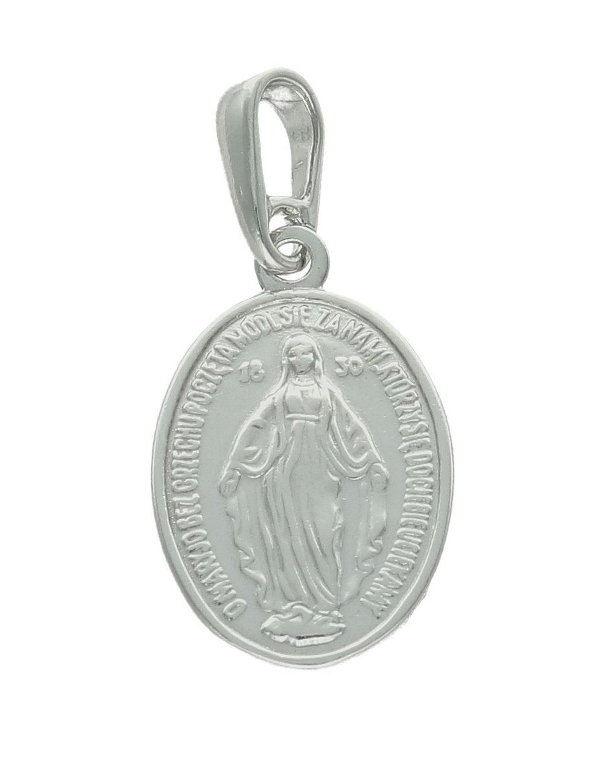 Srebrna zawieszka owalny rodowany medalik dwustronny Matka Boża Niepokalana DIA-ZAW-11543R-925.jpg