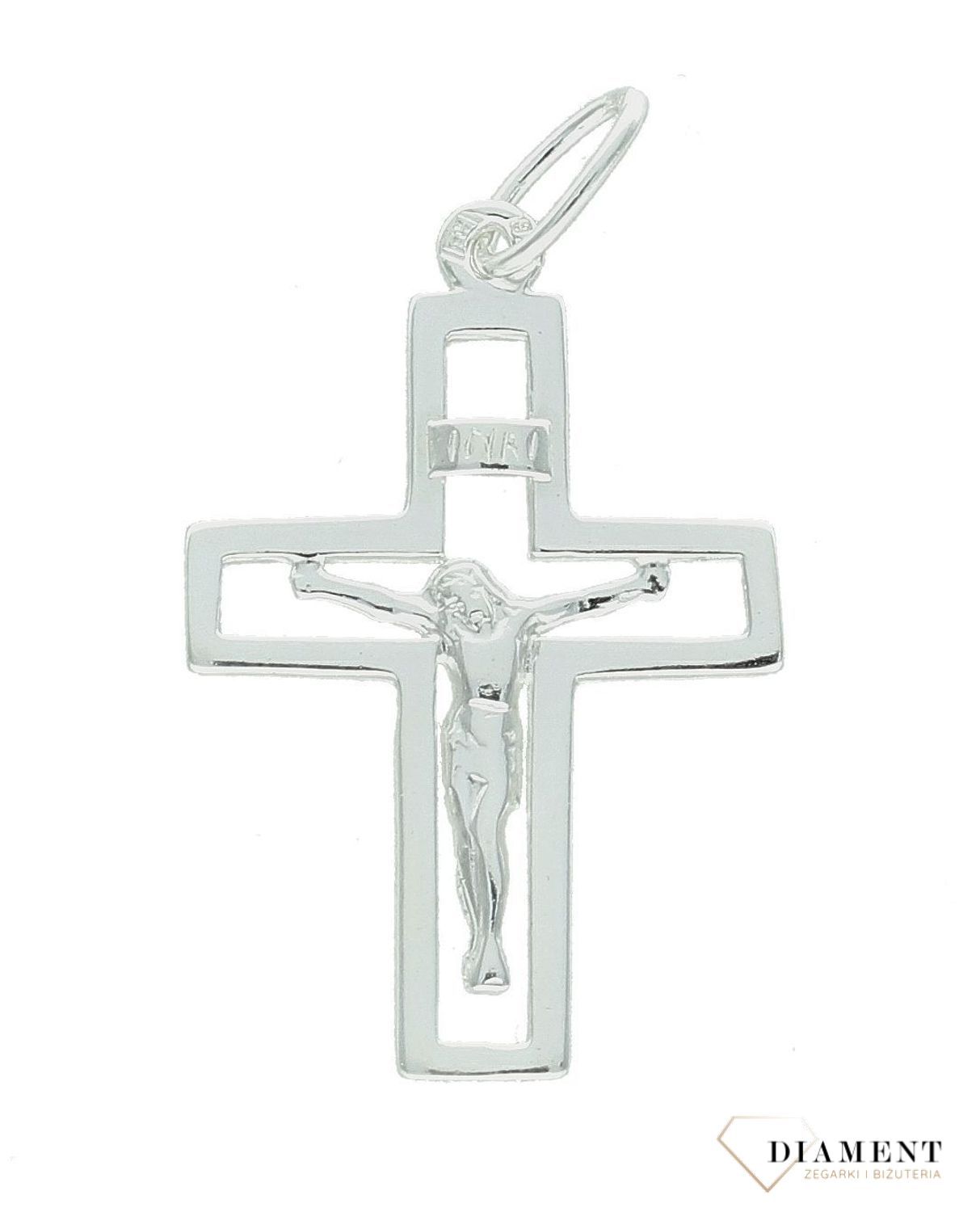 Srebrna zawieszka krzyż z wizerunkiem Jezusa Chrystusa DIA-ZAW-11547-925.  Srebrna zawieszka. Srebrna zawieszka krzyżyk. Srebrny krzyż z Jezusem. Krzyżyk srebrny idealny na prezent..jpg
