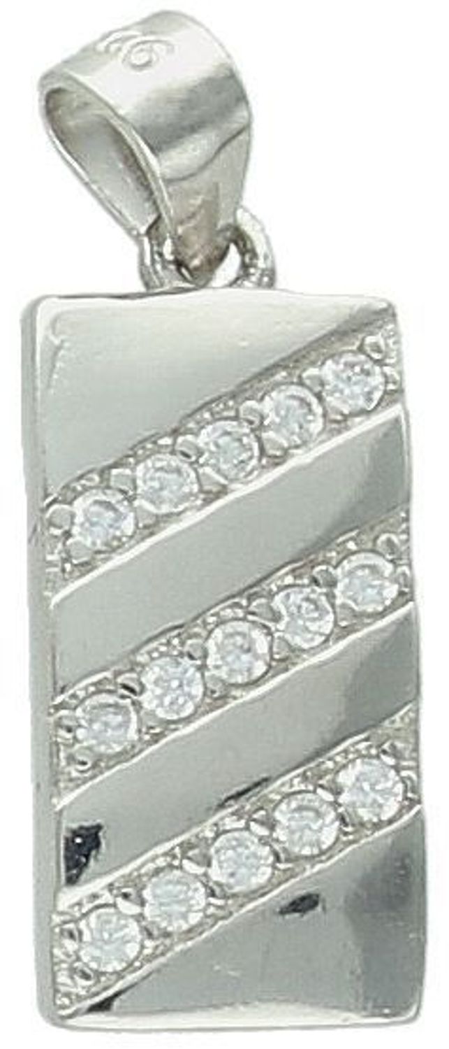 Zawieszka srebrna prostokątna z cyrkoniami próba 925, DIA-ZAW-11808-925 Elegancka zawieszka wykonana z srebra próby 925 w kształcie prostokąta, ozdobiona subtelnymi cyrkoniami.1.jpg