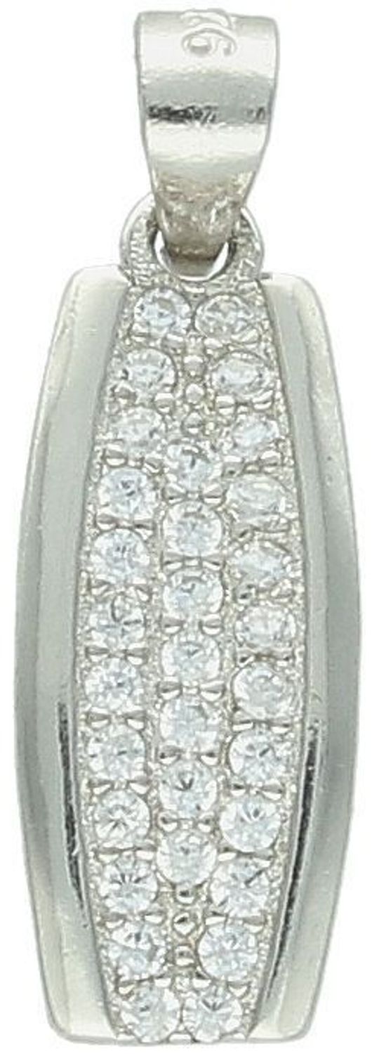 Zawieszka srebrna próby 925 DIA-ZAW-11828-925, podłużna, zdobiona białymi cyrkoniami. Długość z oczkiem 2,0 cm, szerokość 7 mm, waga 1,10 g. Elegancka biżuteria na każdą okazję.1.jpg