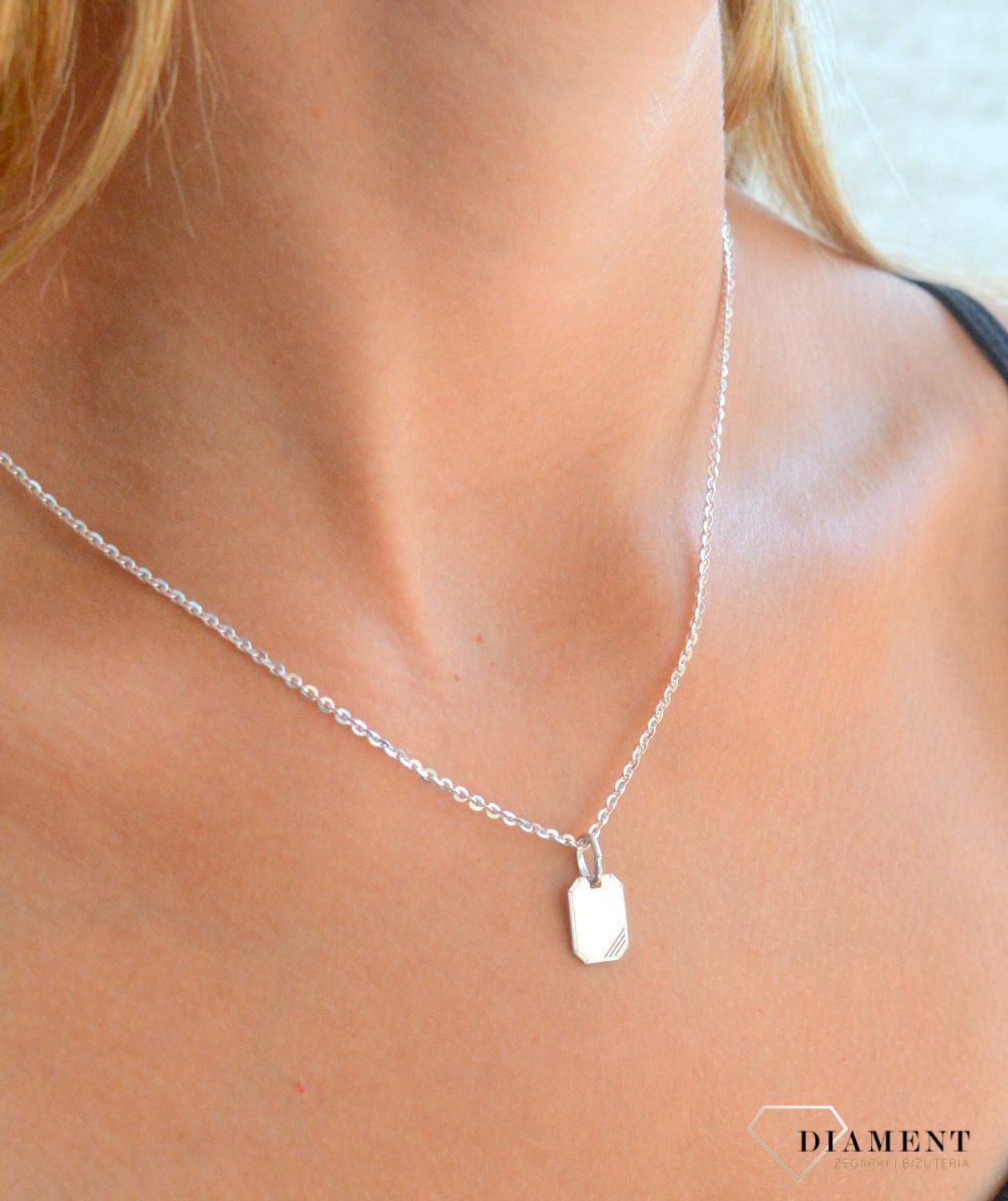 Srebrna zawieszka 925 prosta blaszka ozdobne grawerowanie DIA-ZAW-11837-925.jpg