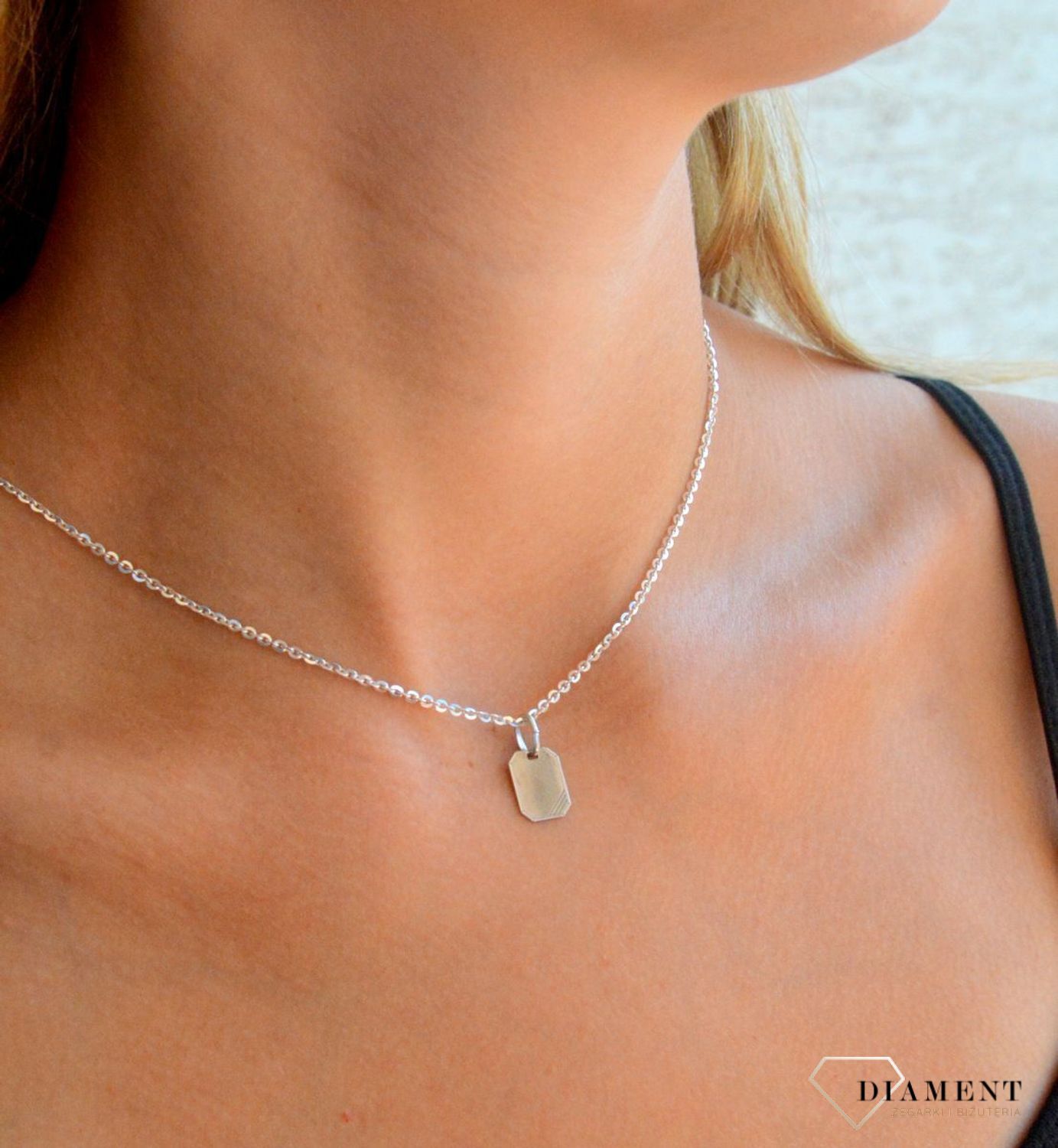 Srebrna zawieszka 925 prosta blaszka ozdobne grawerowanie DIA-ZAW-11837-925.jpg