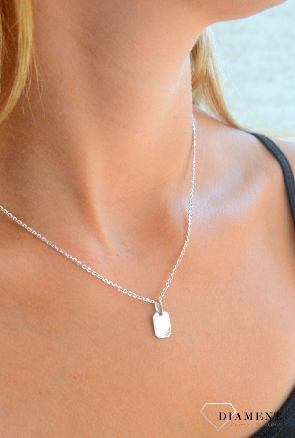 Srebrna zawieszka 925 prosta blaszka ozdobne grawerowanie DIA-ZAW-11837-925.jpg