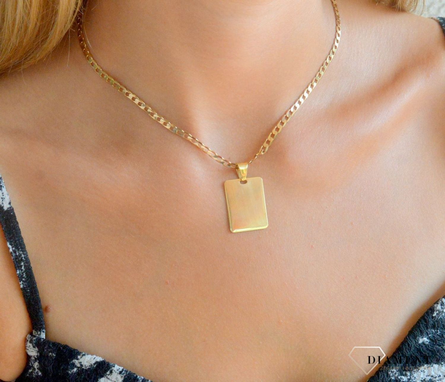 Srebrna zawieszka 925 prosta blaszka pozłacana gładka do graweru DIA-ZAW-11838Z-925.jpg