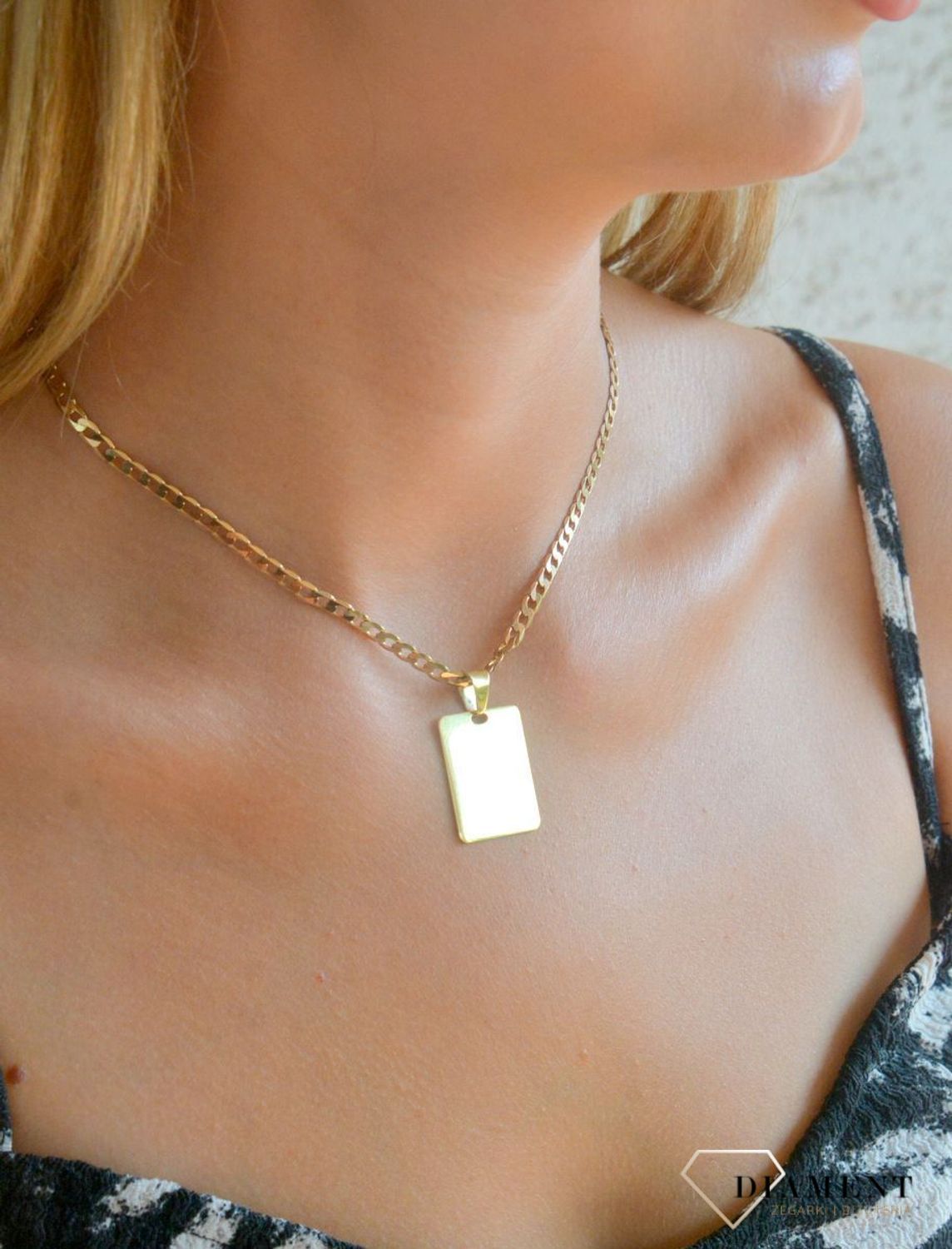 Srebrna zawieszka 925 prosta blaszka pozłacana gładka do graweru DIA-ZAW-11838Z-925.jpg