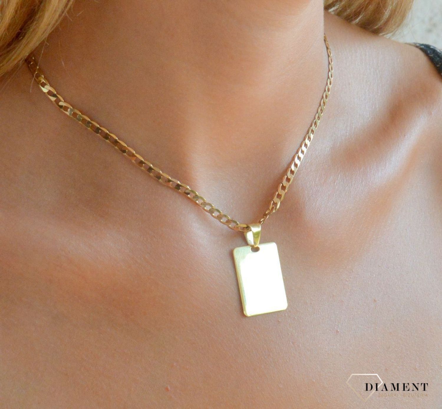 Srebrna zawieszka 925 prosta blaszka pozłacana gładka do graweru DIA-ZAW-11838Z-925.jpg