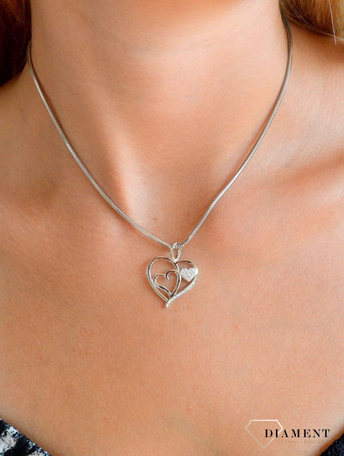 Srebrna zawieszka damska 925 potrójne serce z cyrkoniami DIA-ZAW-11848-925.jpg