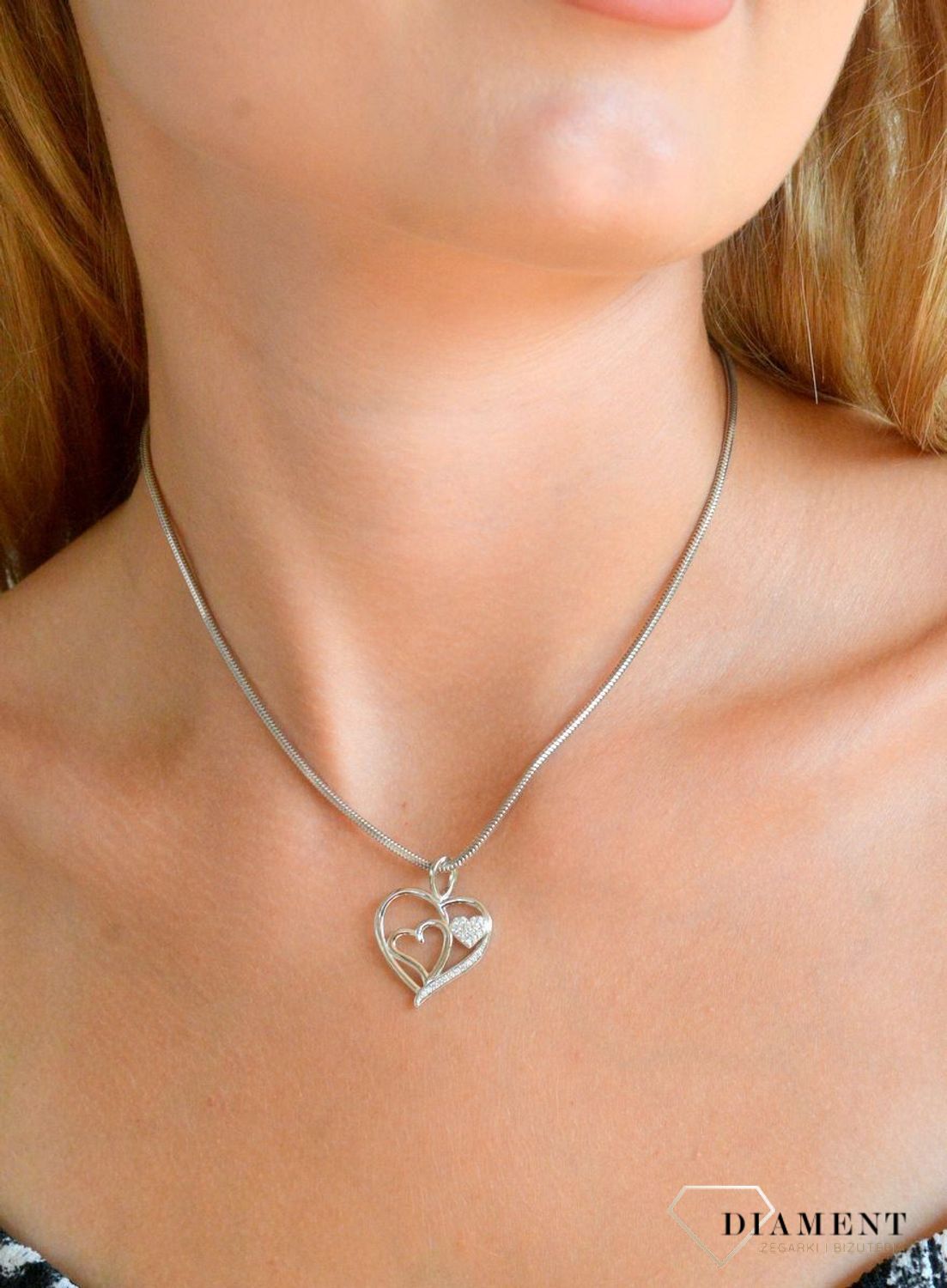 Srebrna zawieszka damska 925 potrójne serce z cyrkoniami DIA-ZAW-11848-925.jpg