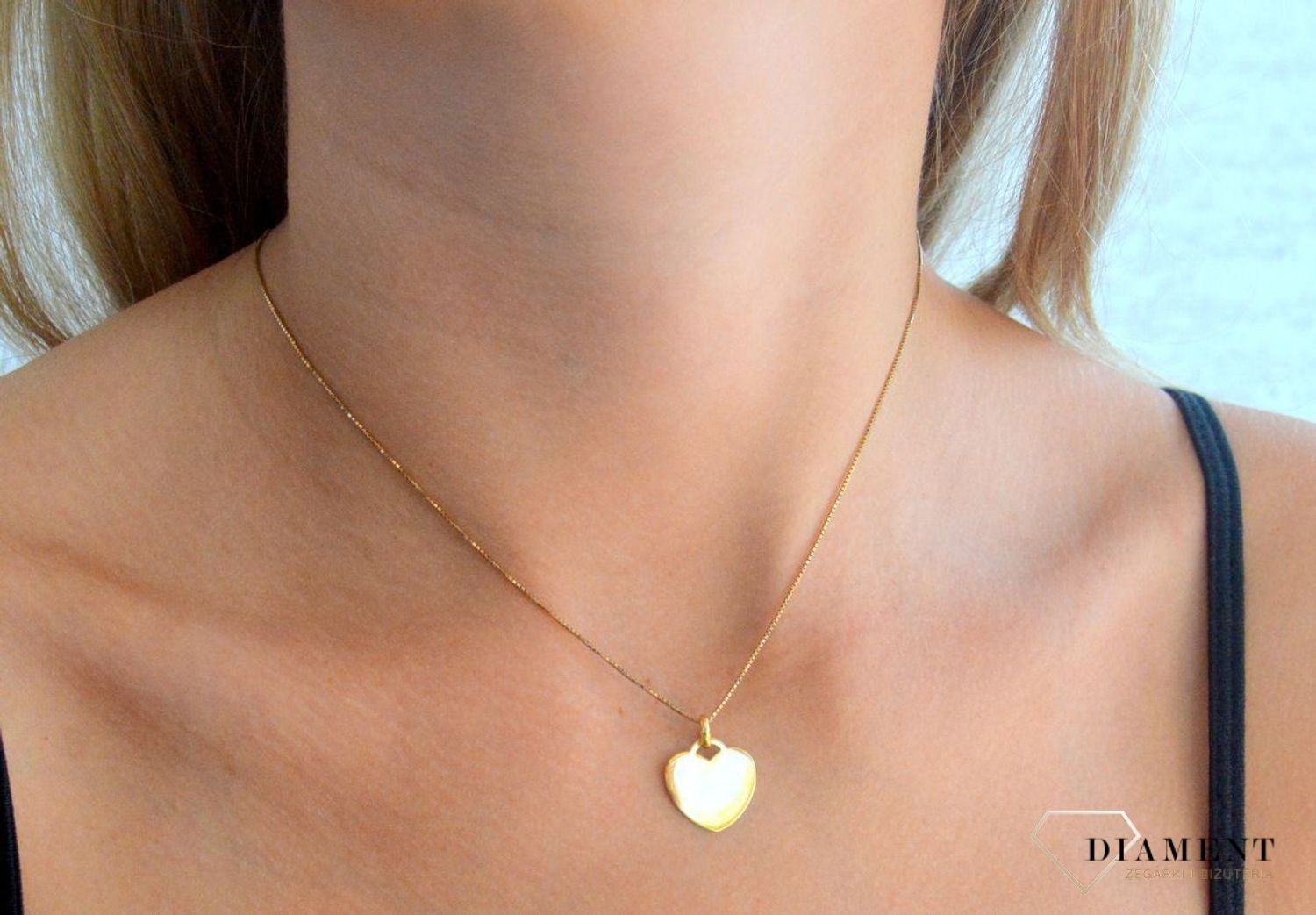 Srebrna zawieszka damska 925 gładkie serce blaszka do graweru pokryta złotem DIA-ZAW-11849-925.jpg