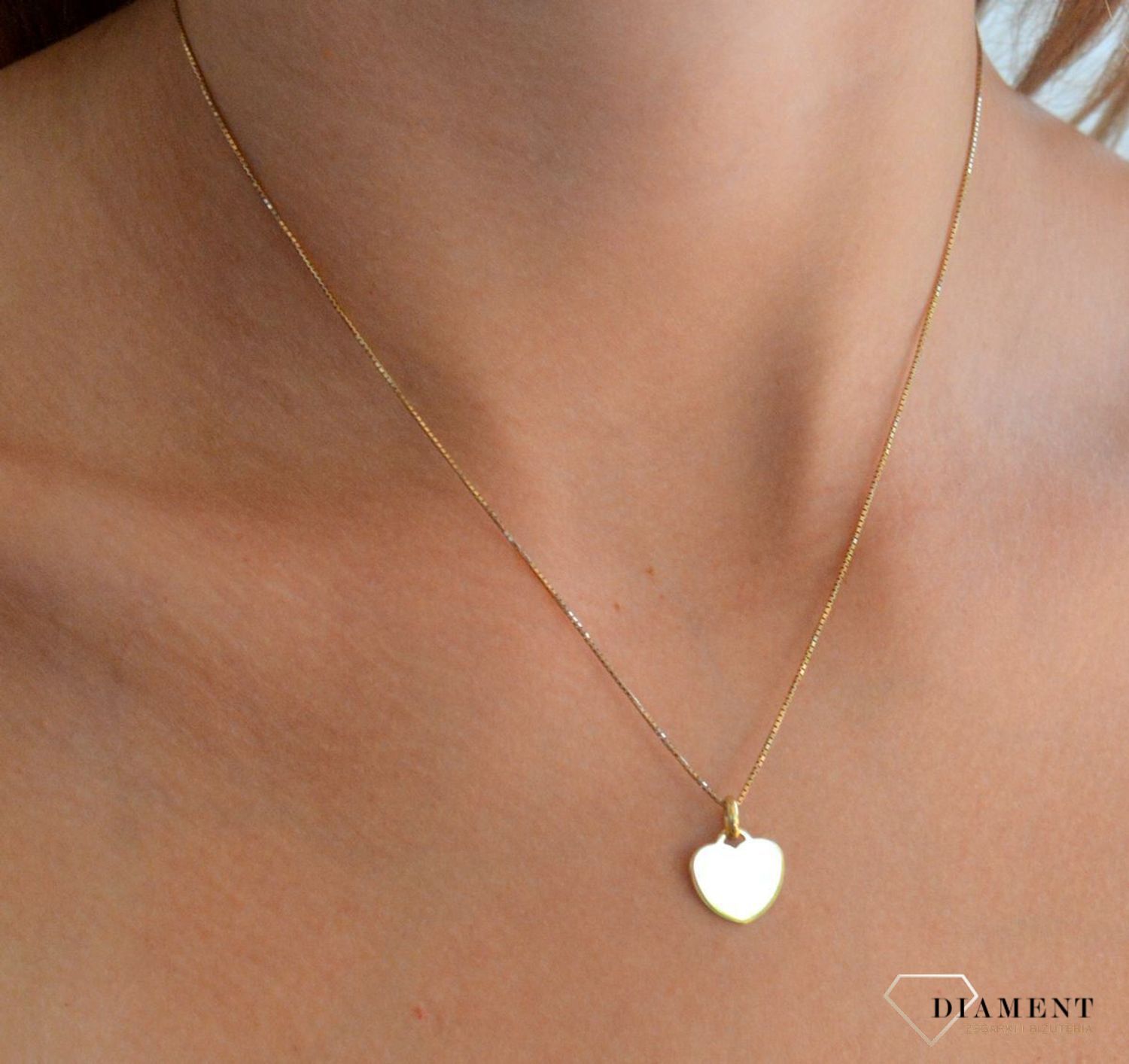 Srebrna zawieszka damska 925 gładkie serce blaszka do graweru pokryta złotem DIA-ZAW-11849-925.jpg