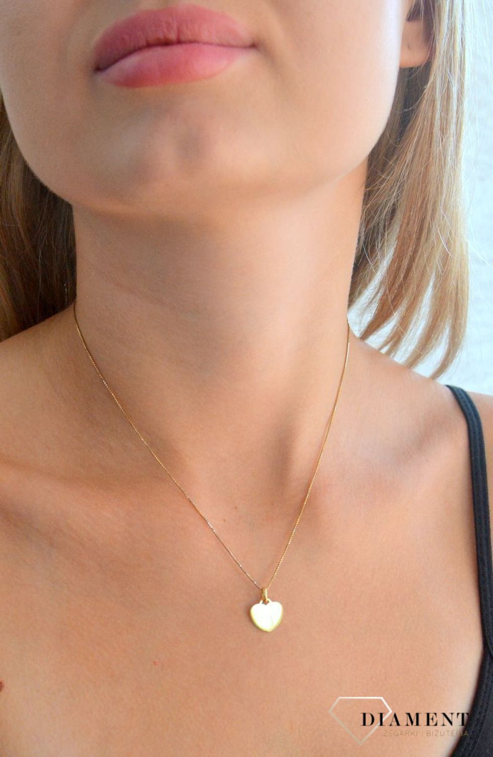 Srebrna zawieszka damska 925 gładkie serce blaszka do graweru pokryta złotem DIA-ZAW-11850Z-925.jpg