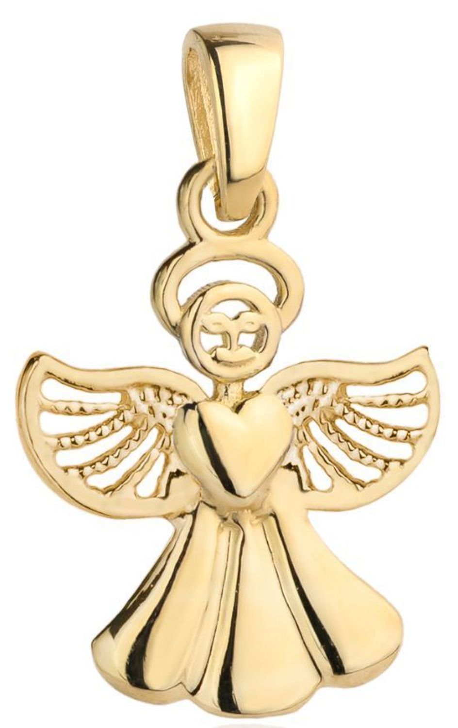 Zawieszka złota anioł z serduszkiem próba 585, DIA-ZAW-12117-585  Wisiorek został wykonany z wysokiej jakości złota próby 585. Złoto to jeden z najpopularniejszych kruszców, cenione przez kobiety 1.jpg