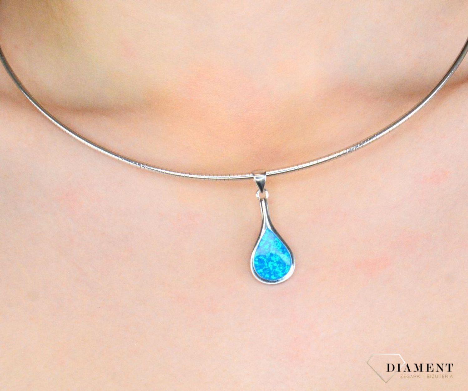 Srebrna zawieszka damska 925 łezka z niebieskim opalem DIA-ZAW-12260-925.jpg