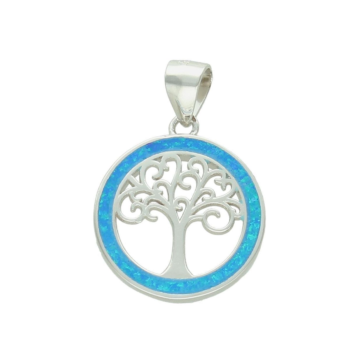 Srebrna zawieszka damska 925 okrągłe drzewko szczęścia z niebieskim opalem DIA-ZAW-12263-925.jpg