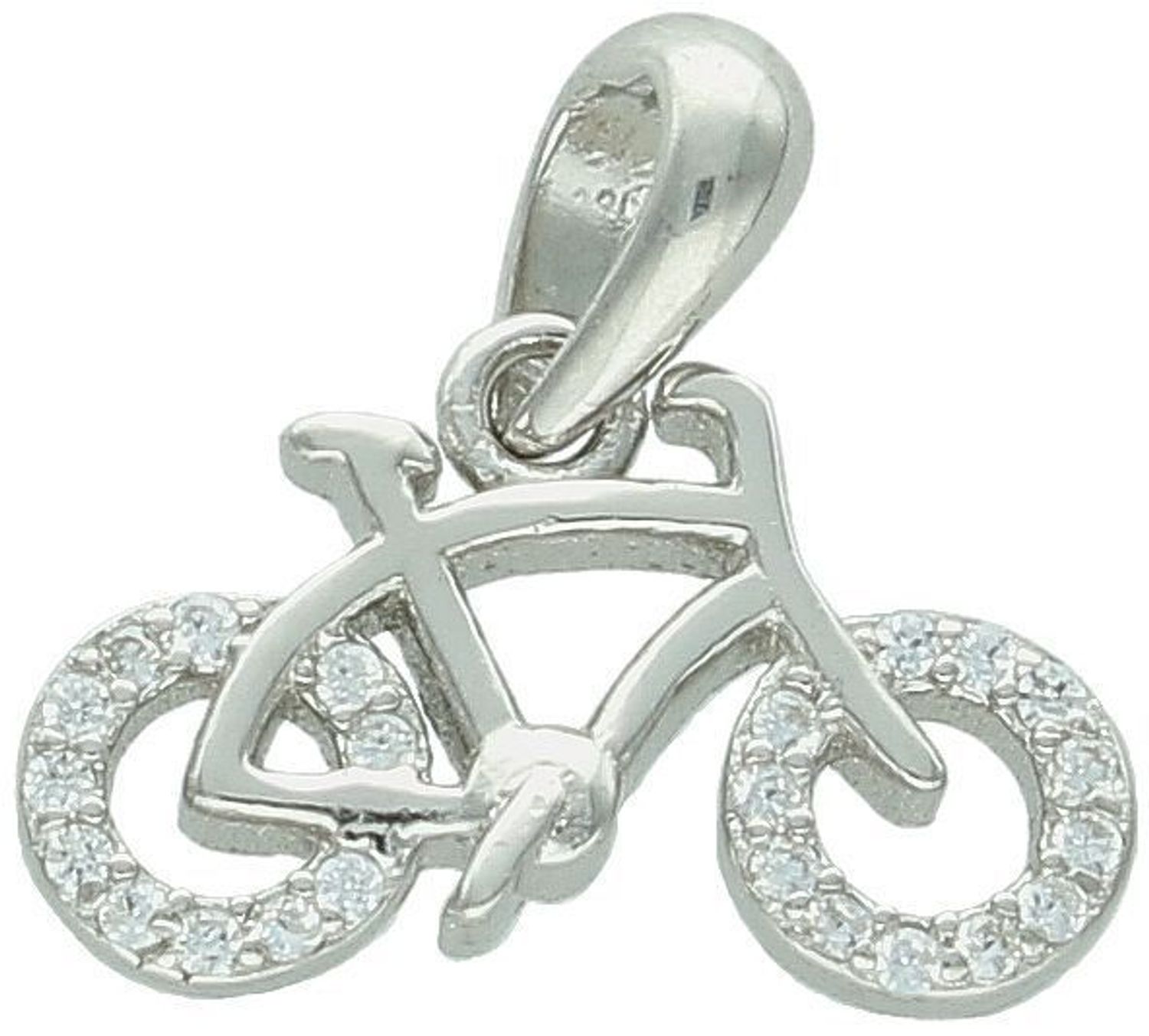Srebrna zawieszka próba 925 Rower ozdobiony cyrkonią DIA-ZAW-12595-925. Srebrna zawieszka została wykonana z najwyższej jakości srebra próby 925. Zawieszka idealnie się sprawdzi jako pomysł 1.jpg