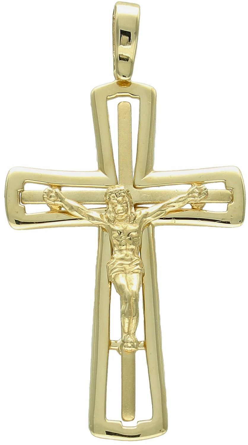 Zawieszka złota krzyż z wizerunkiem Jezusa próba 585, DIA-ZAW-12612-585 Złoty wisiorek krzyżyk, wykonany z żółtego złota. Biżuteria sakralna. Wisiorek wykonany z największą starannością i dbałością o szczegóły..jpg