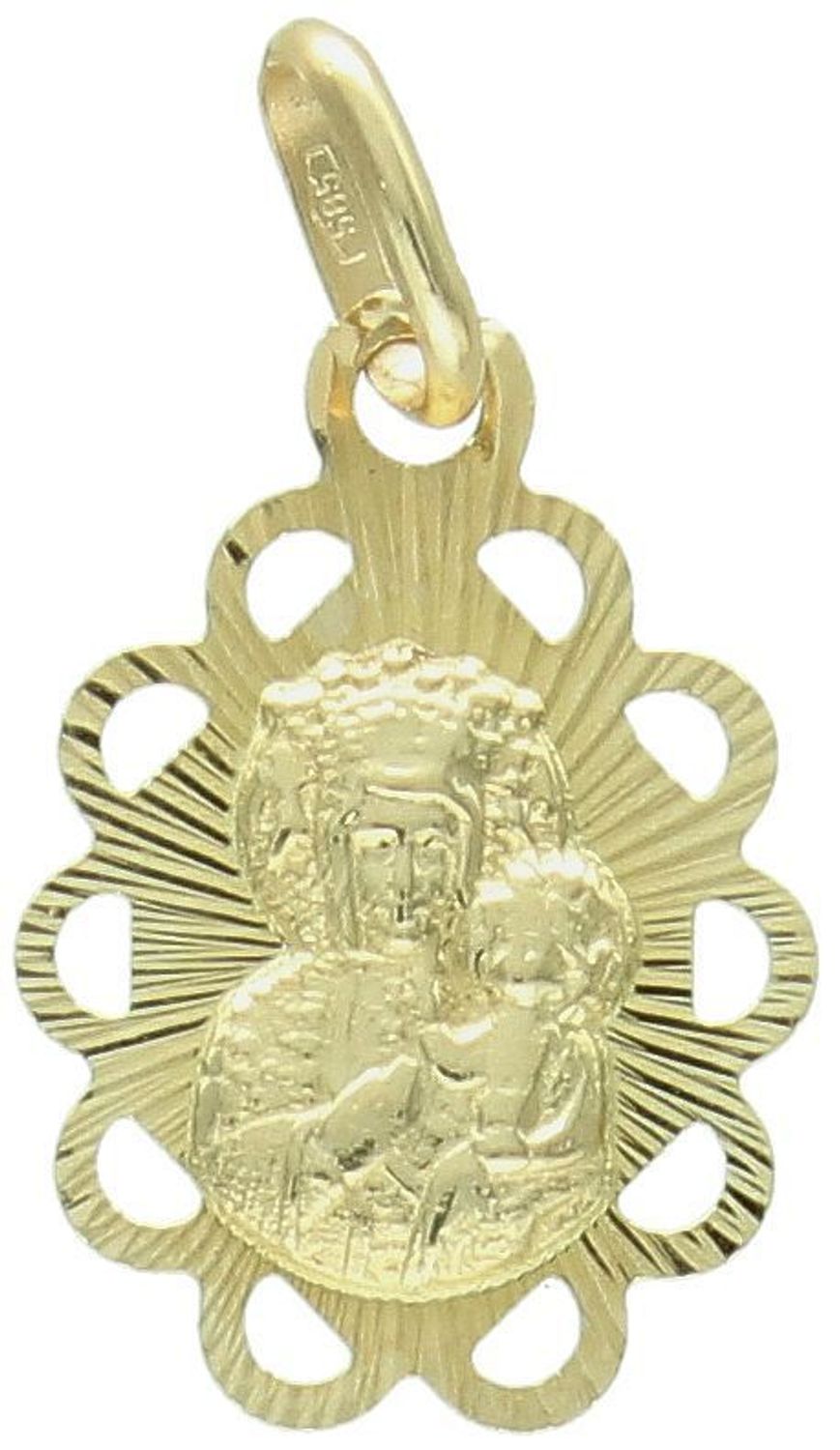 Zawieszka złota medalik próba 585, DIA-ZAW-12619-585  Złoty wisiorek medalik, wykonany z żółtego złota. Biżuteria sakralna. Wisiorek wykonany z największą starannością i dbałością o szczegóły..jpg