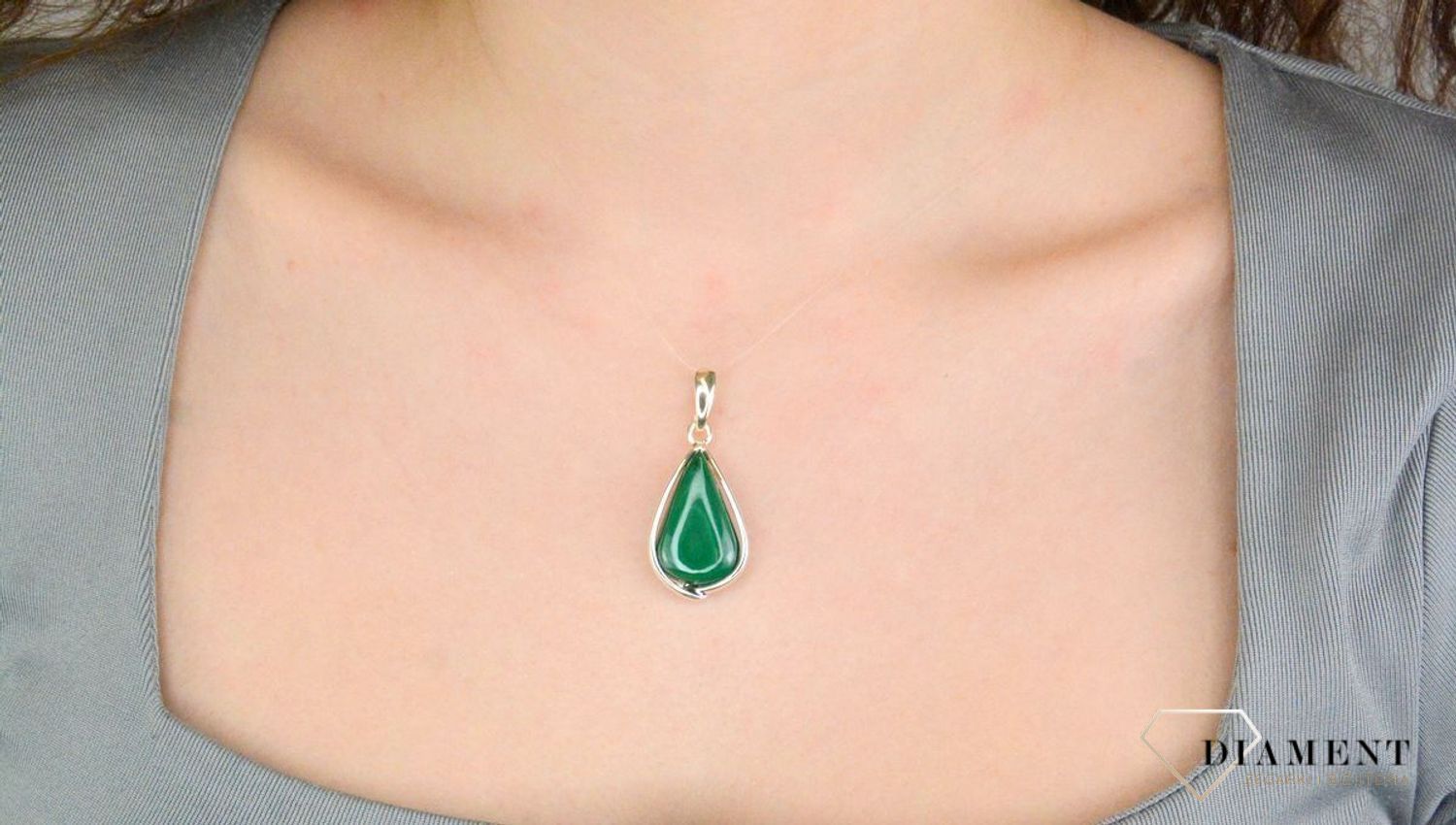 Zawieszka srebrna malachit pr 925, DIA-ZAW-12724-925 Zawieszka z malachitem jest idealnym dopełnieniem Twoich codziennych stylizacji.1.jpg