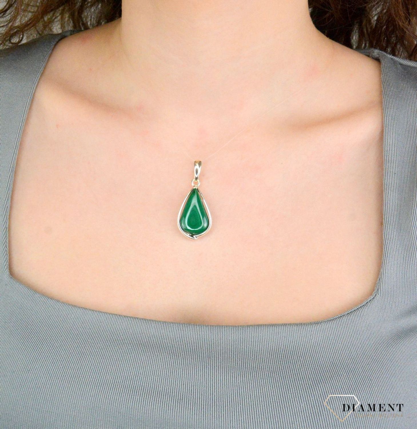 Zawieszka srebrna malachit pr 925, DIA-ZAW-12724-925 Zawieszka z malachitem jest idealnym dopełnieniem Twoich codziennych stylizacji.1.jpg