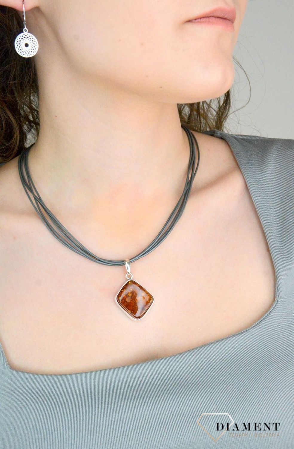 Srebrna zawieszka bursztyn bałtycki próba 925, DIA-ZAW-12765-925.jpg