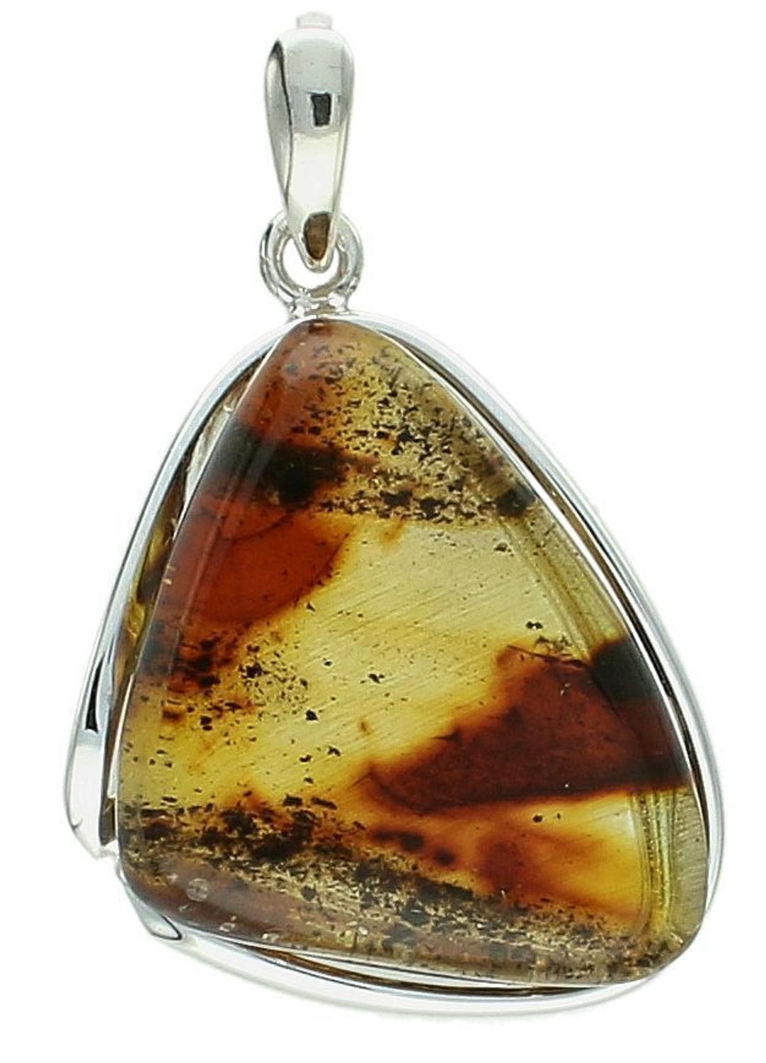 Zawieszka srebrna bursztyn bałtycki pr 925, DIA-ZAW-12768-925  Srebrna zawieszka bursztyn bałtycki w kształcie trójkąta to propozycja od Sklepu Jubilerskiego Diament.1.jpg
