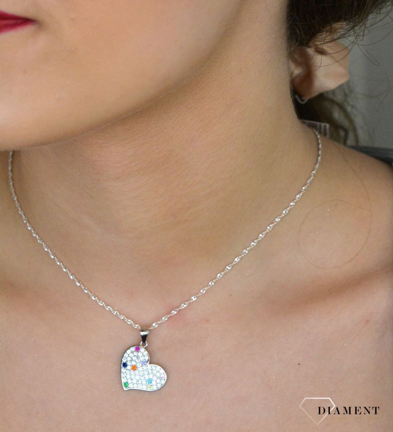 Zawieszka srebrne serce z cyrkoniami kolorowymi pr 925, DIA-ZAW-12784-925 Ag.jpg