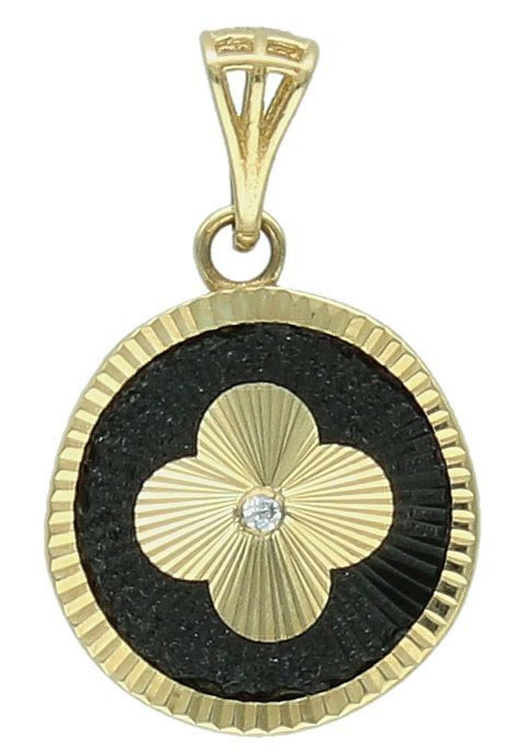 Zawieszka złota blaszka z koniczynką pr 585, DIA-ZAW-12928-585 Wisiorek został wykonany z wysokiej jakości złota próby 585. Złoto to jeden z najpopularniejszych kruszców, cenione przez 1.jpg