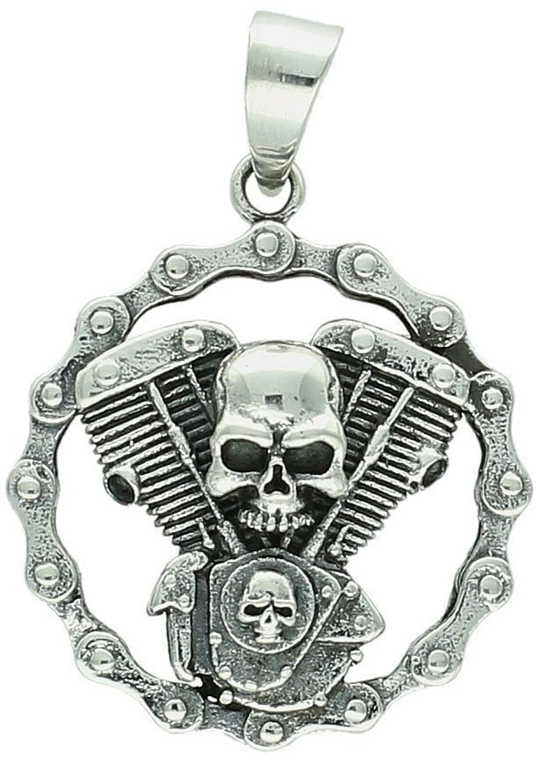 Zawieszka motocyklowa DIA-ZAW-12987-925 Czaszka Silnik V-Twin – stal nierdzewna biker gothic.jpg