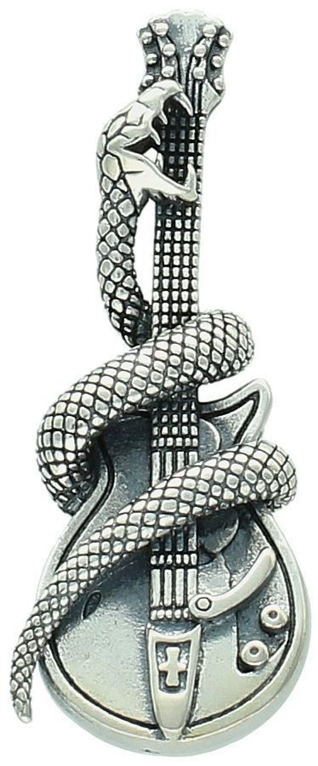 Srebrna zawieszka gitara z wężem DIA-ZAW-12989-925  Męska biżuteria rockowa – Srebro 925.jpg